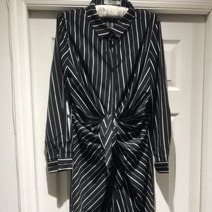 Vertical striped black dress